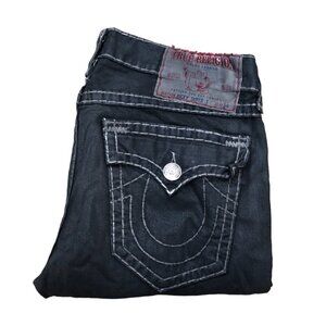 Vintage True Religion Jeans Size 36 RICKY SUPER T Wax Coated Denim